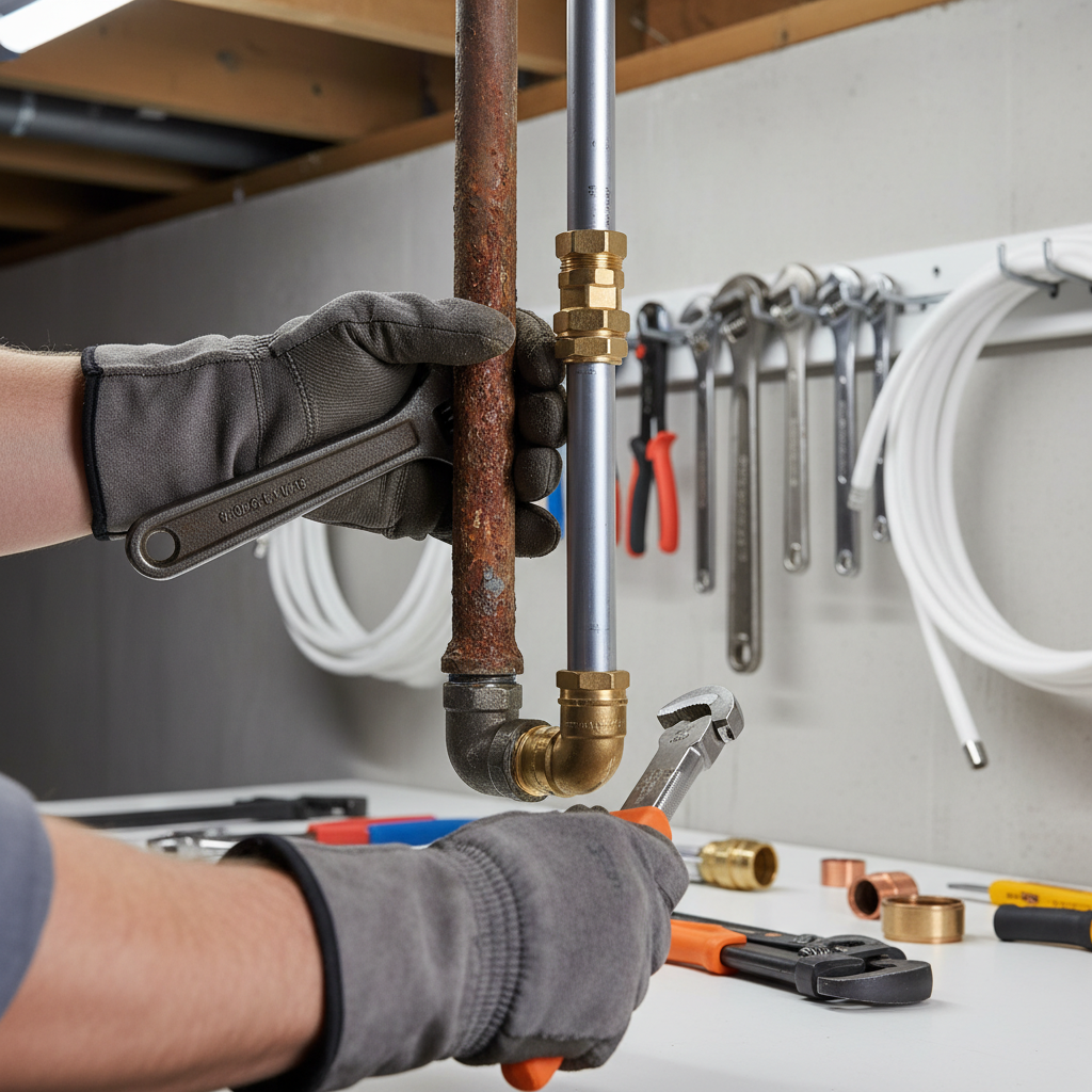 A plumber in Edgewater, CO performs rusted pipe repair, replacing old copper piping with new PEX lines.